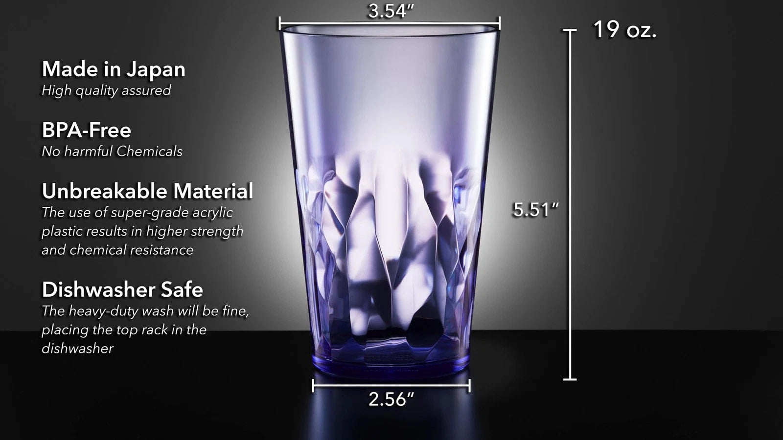 19oz Unbreakable Drinking Glasses Set of 6-Super Grade Acrylic Plastic-Perfect | eBay