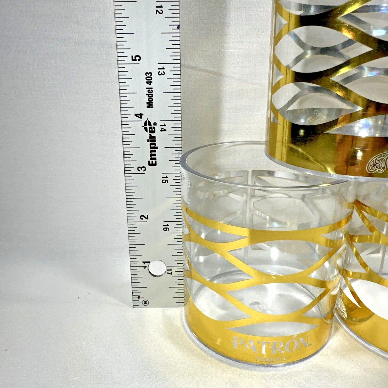 Set Of 6 Plastic Lowball Glasses - Patron Tequila Gold Trimmed | eBay