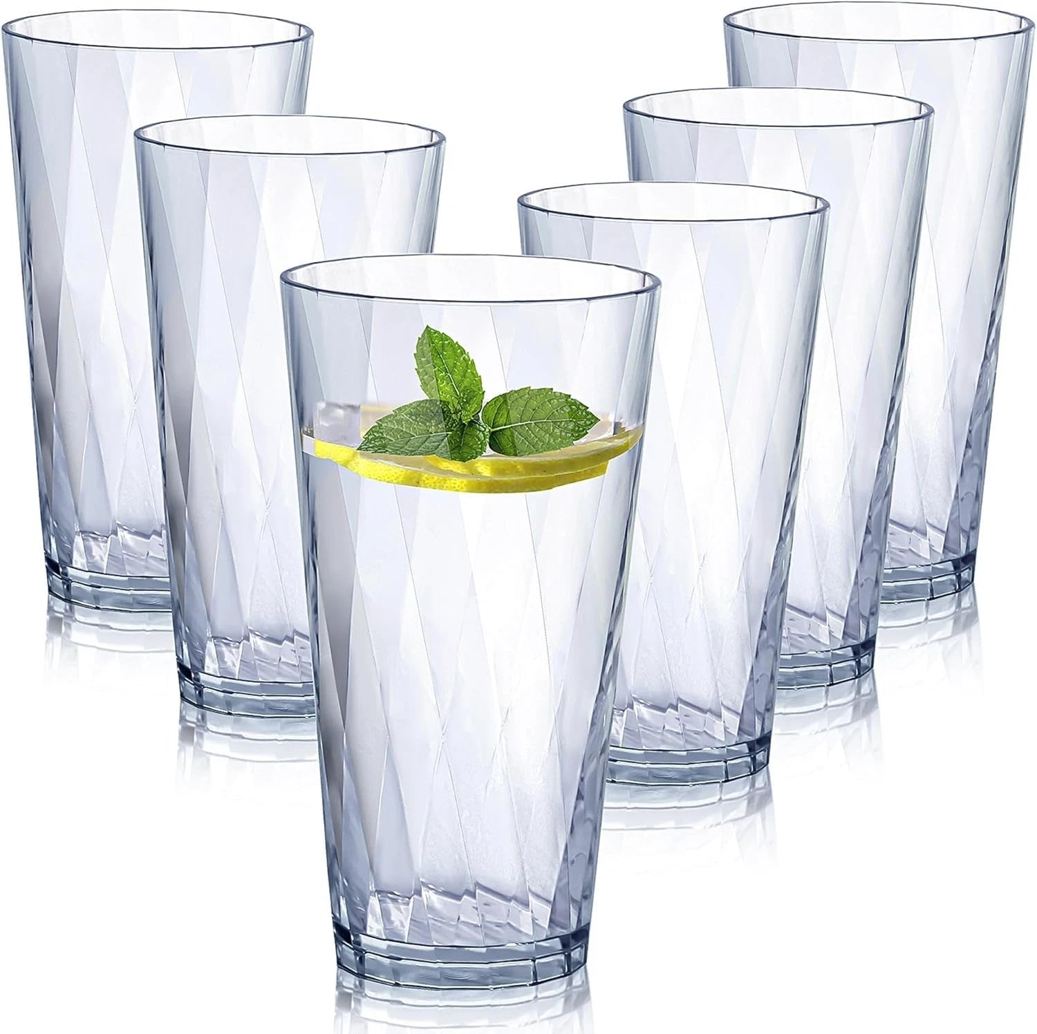 Set of 6 Unbreakable Plastic Drinking Glasses - 20oz Dishwasher Safe Elegance | eBay