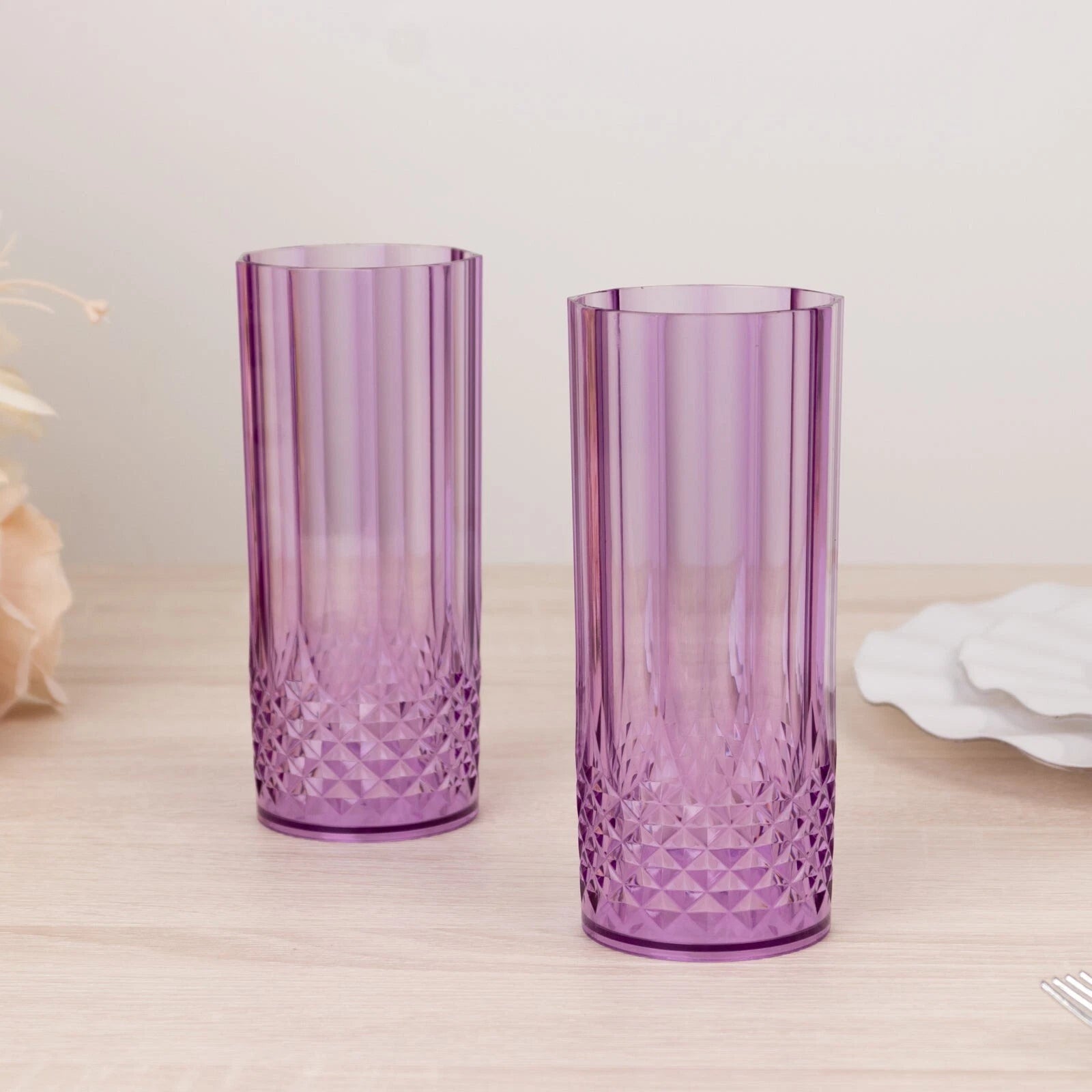 6 Purple 14 oz Crystal Plastic Drinking Glasses Party Events Tableware Supplies | eBay