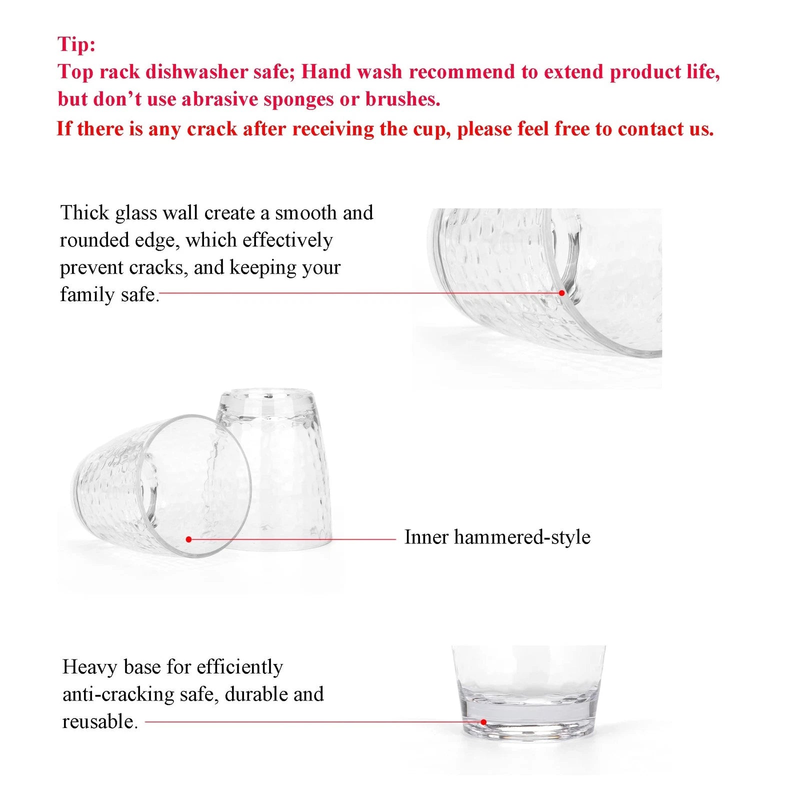 Hammered 15-ounce Plastic Tumbler Acrylic Glasses, set of 6 Clear | eBay