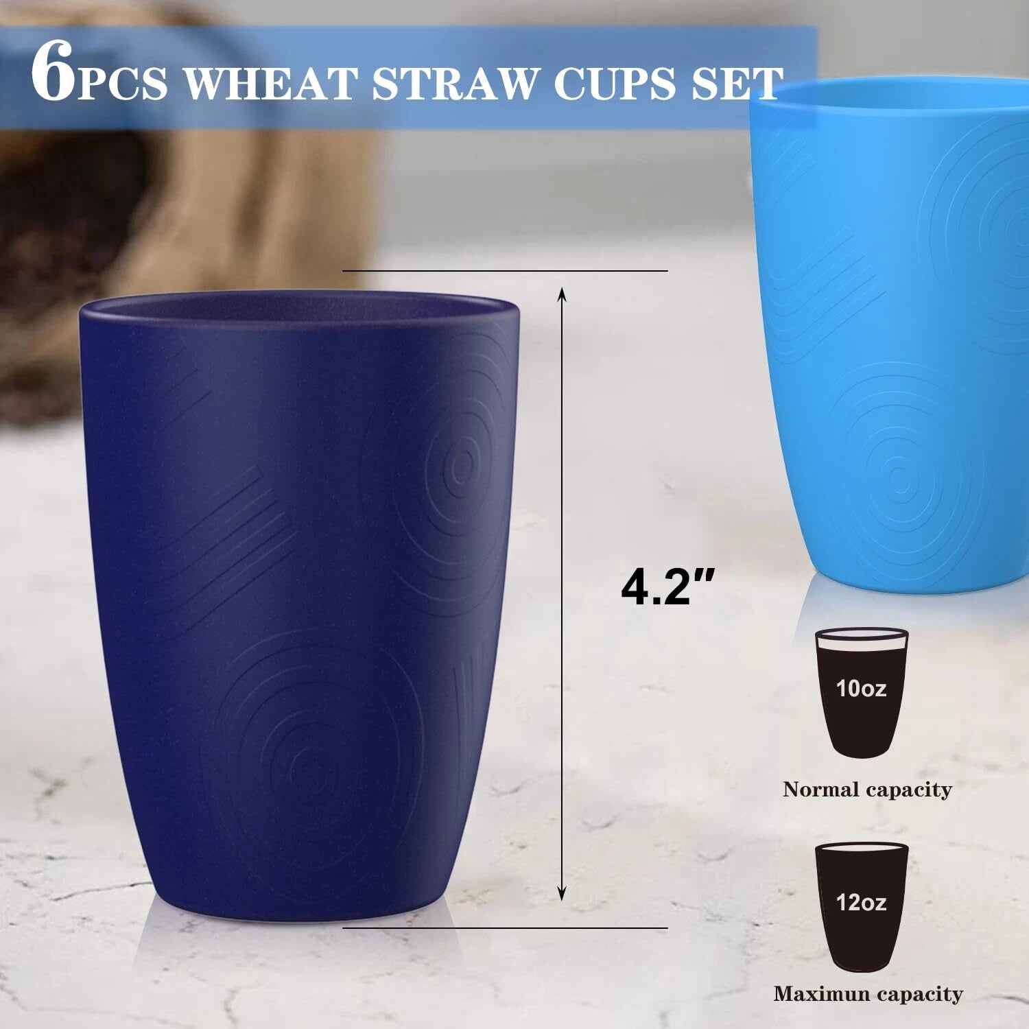 Glasses Drinking Set Premium Wheat Straw Cups Set of 6 Alternative to Plastic... | eBay