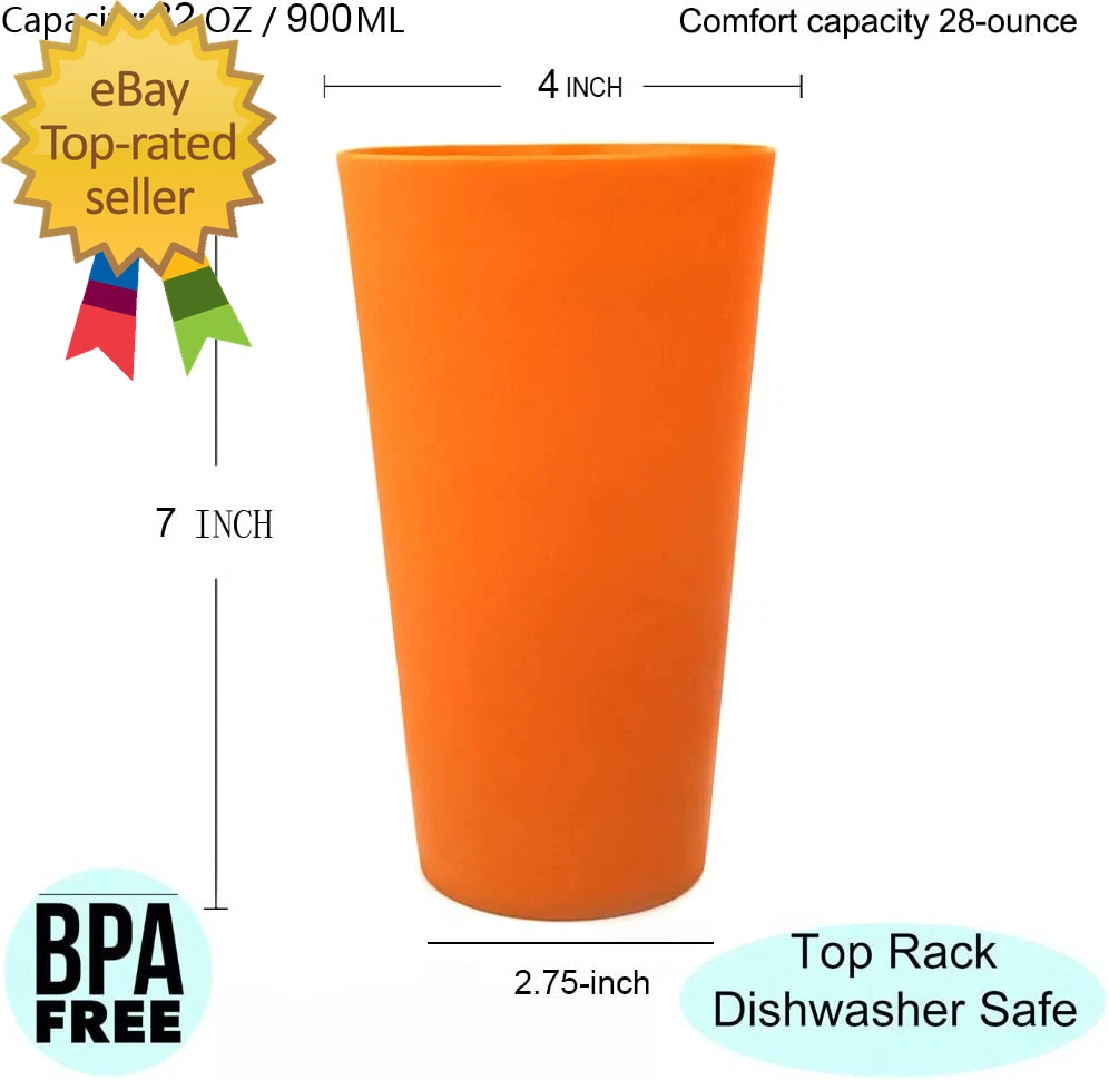 32-Ounce Plastic Tumblers Large Drinking Glasses Set of 6 Multicolor | eBay