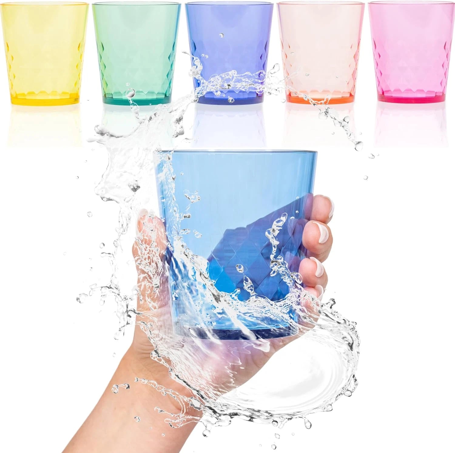 13 Oz Unbreakable Premium Plastic Drinking Glasses Set of 6 Assorted Colors | eBay