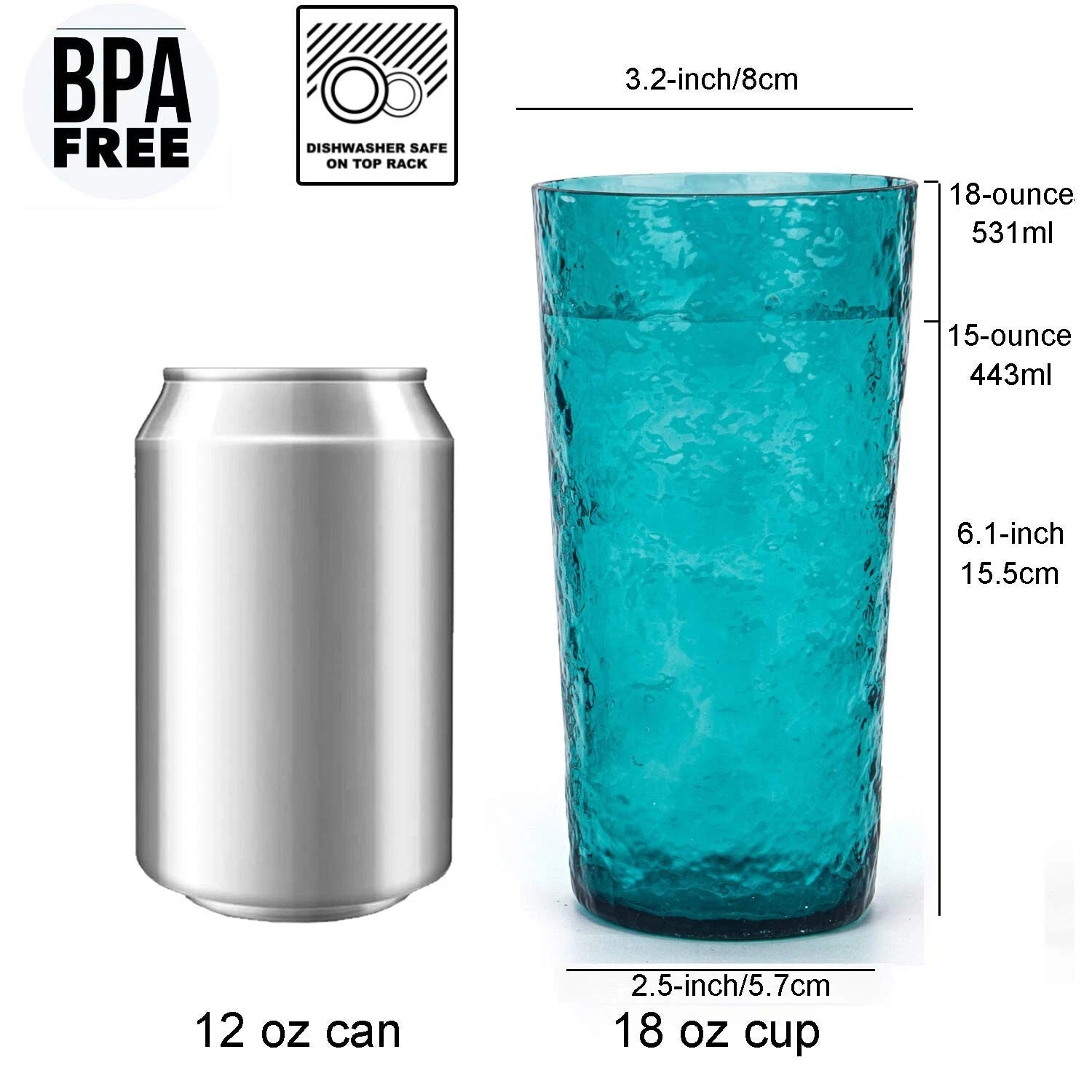 18-ounce Acrylic Highball Glasses Plastic Tumbler, set of 6 Turquoise | eBay