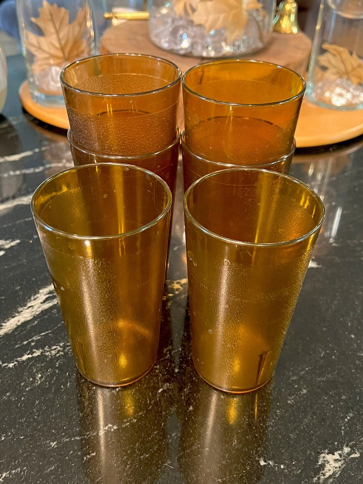 Set of 6 Durable Vintage Plastic Restaurant Tumblers Glasses Cups 12 oz Amber | eBay