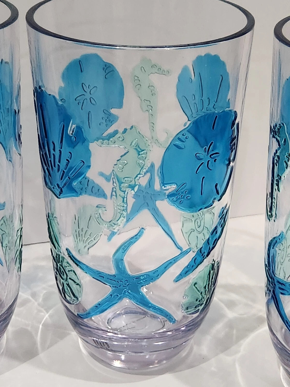 Coastal Acrylic Tall Tumblers Seashells Starfish Drinking Glasses Set of 4 | eBay