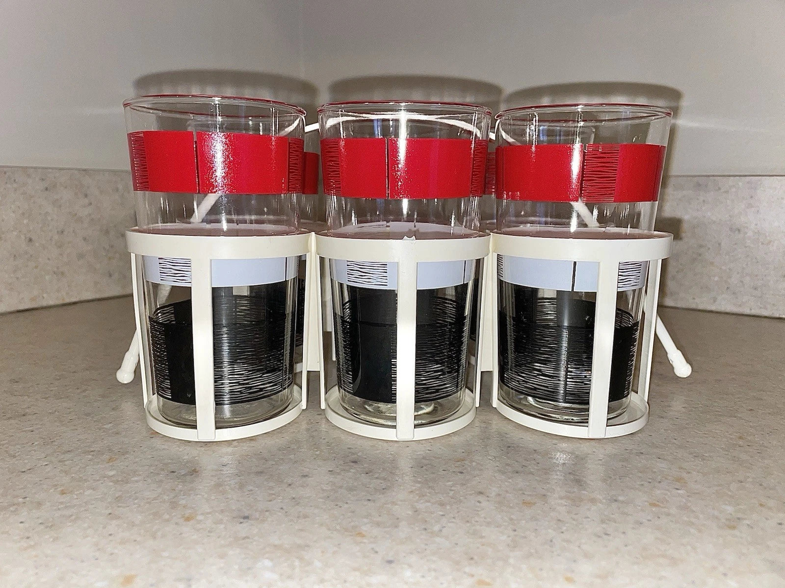 MCM 1950’s Drink Ware Tumblers with Plastic Carrier Set Of 6 MINT!!! | eBay