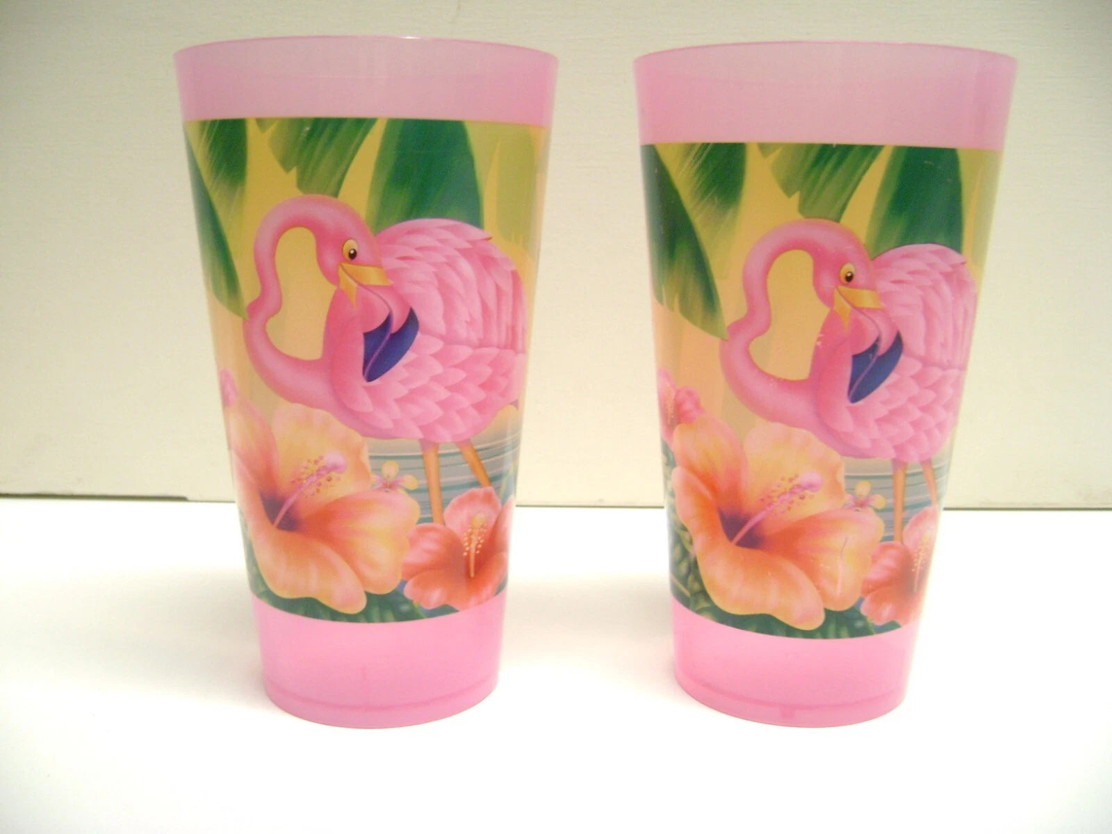 6" Tall PINK FLAMINGO Plastic Drinking Cups/Glasses Set of 2 | eBay