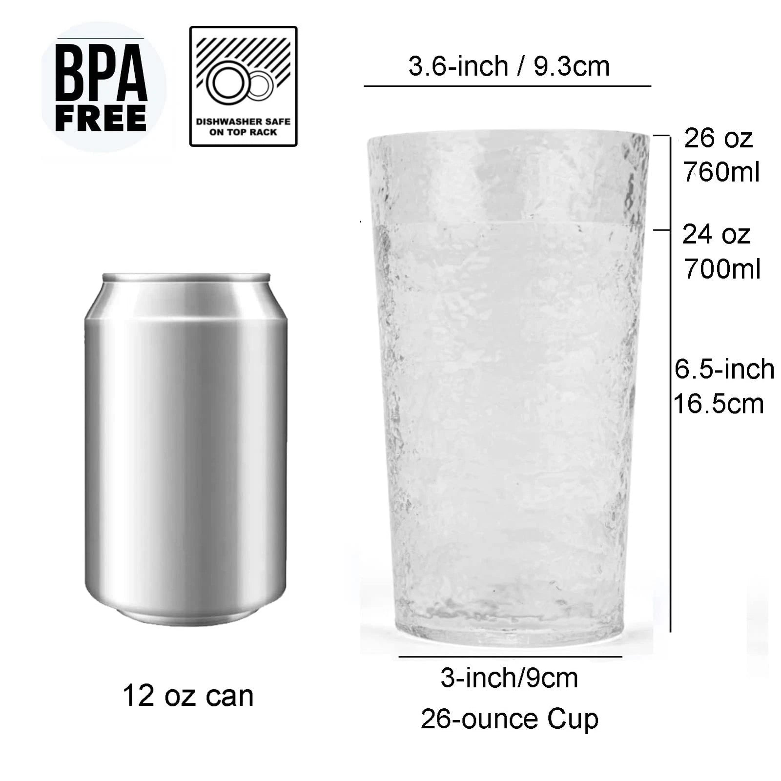 26-ounce Acrylic Water Glasses Plastic Tumbler Larger Drinking Glasses, set o... | eBay
