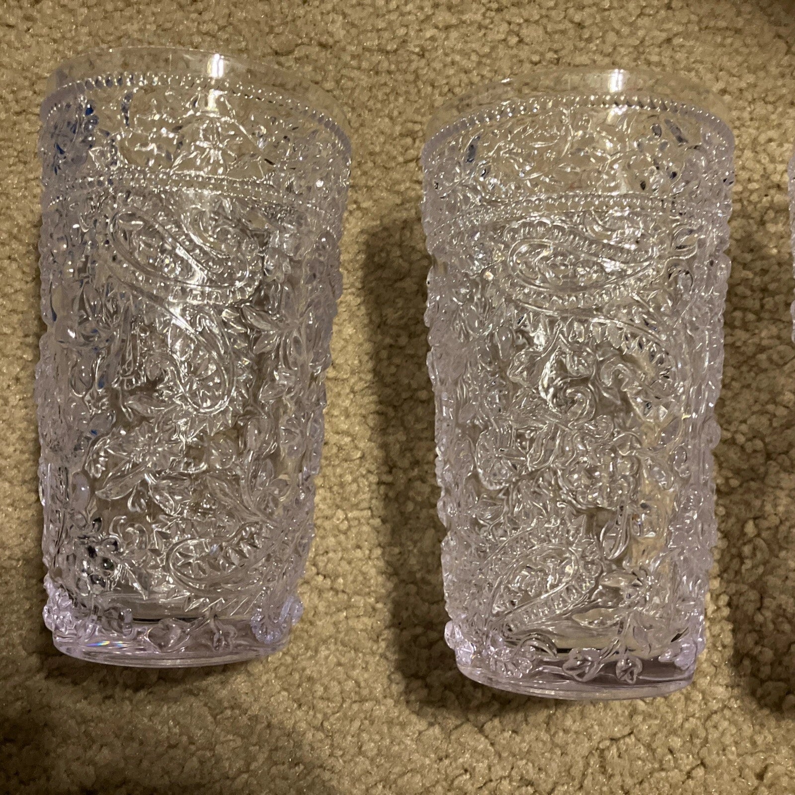 BRAND NEW CLEAR Paisley Acrylic Plastic Glasses Drinking Set of 4 Hi Ball (17oz) | eBay