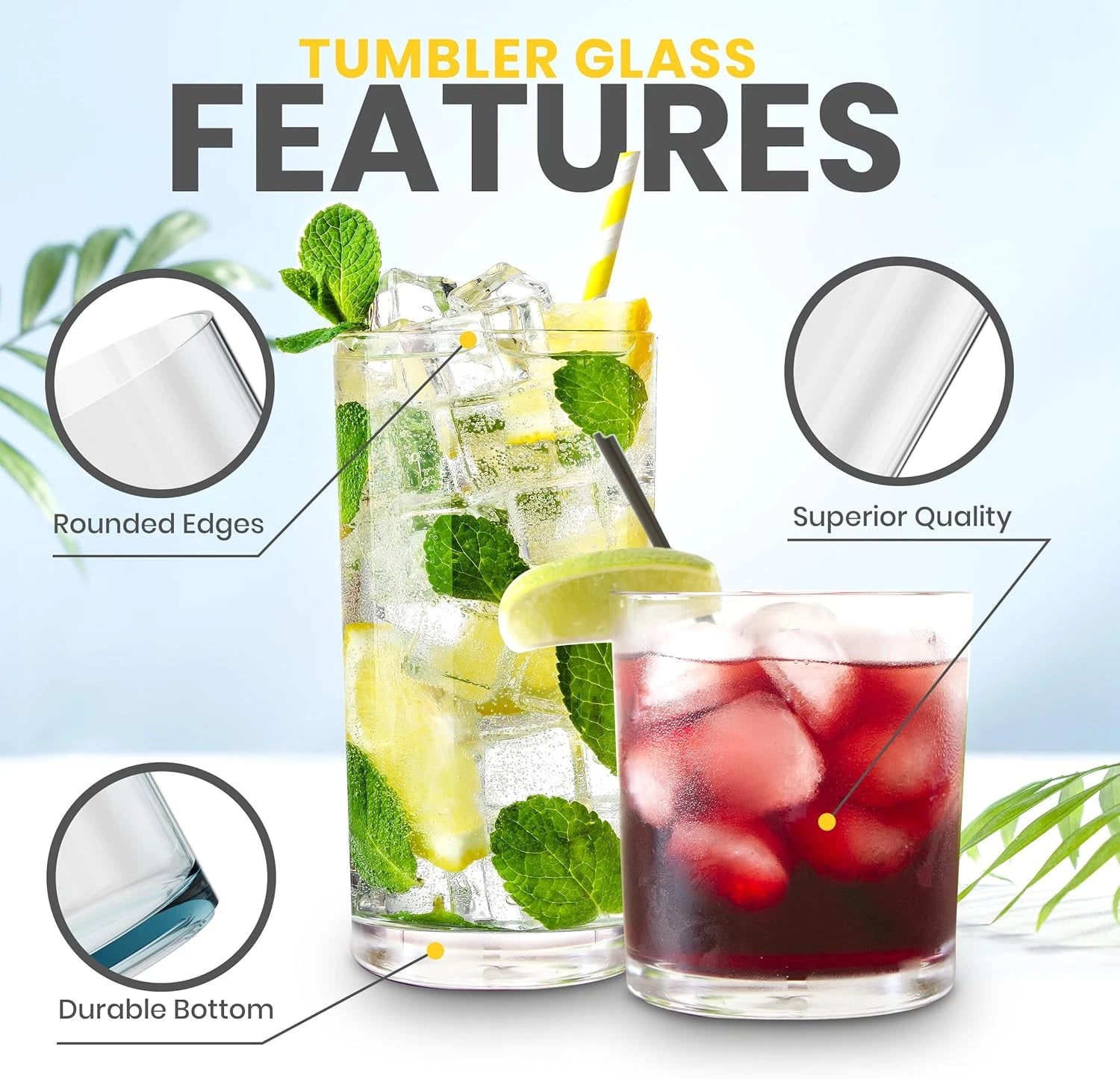 Clear Plastic Drinking Glasses - Pack of 6 (3 Each 12 Ounce & 16 Ounce Plastic G | eBay