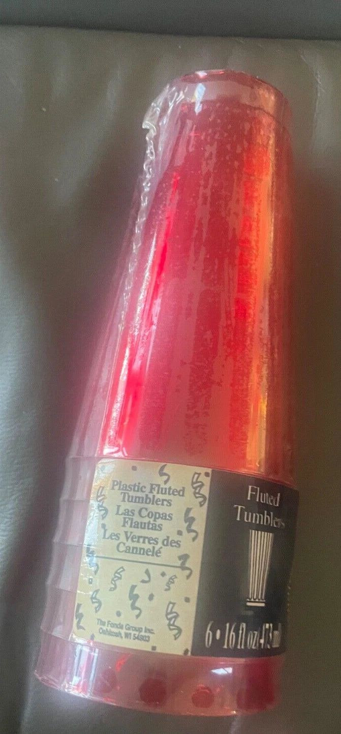 6 Sealed Restaurant Red Fluted Plastic Tumblers Cups 16 oz Drinking Glasses | eBay