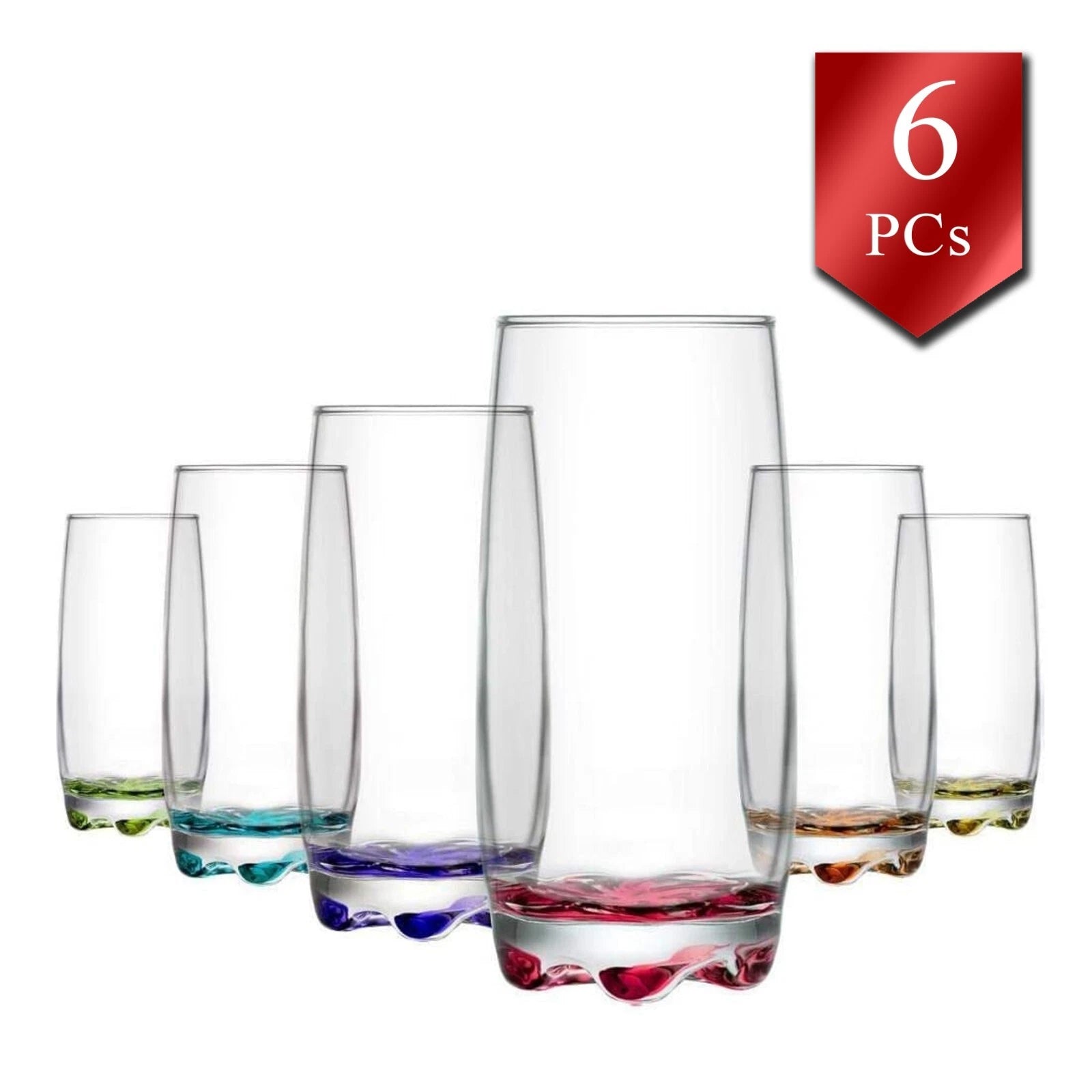 LAV Drinking Glasses Set of 6, Long Colorful Tumbler, 13 oz | eBay