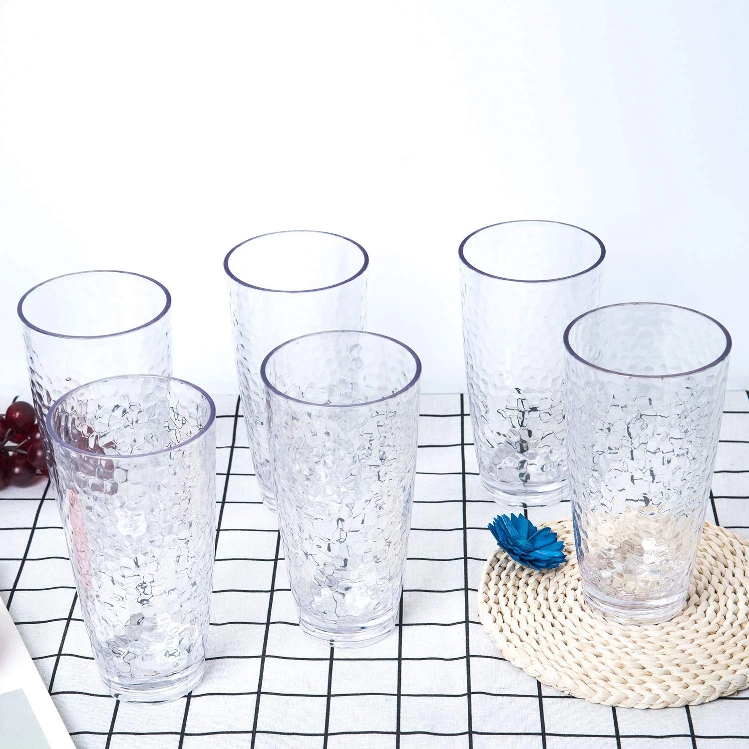 Hammered 26-ounce Plastic Tumbler Acrylic Glasses, set of 6 Clear | eBay