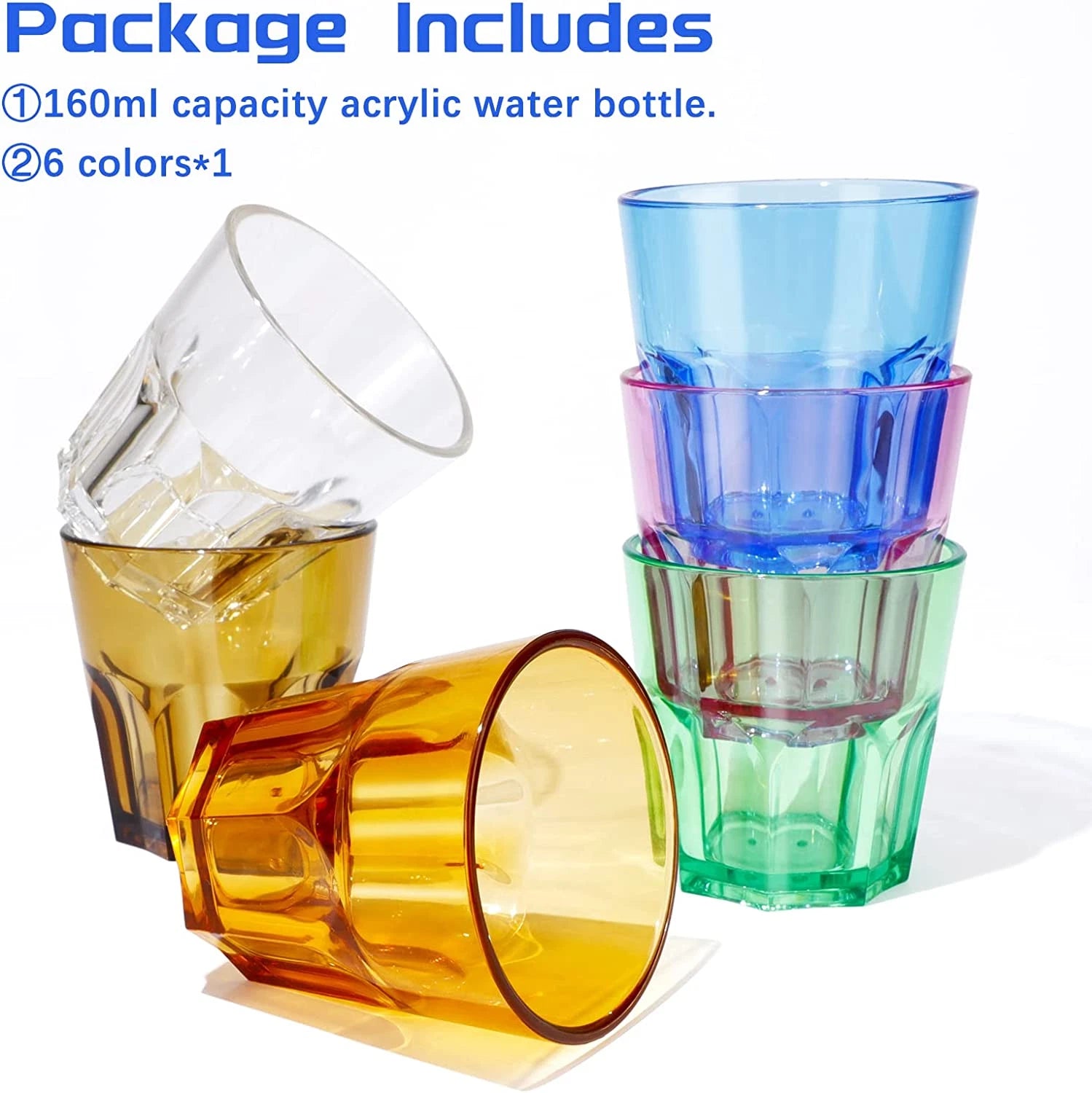 Plastic Drinking Glasses Set of 6, Unbreakable Coloured Water Tumbler, Acryli.. | eBay