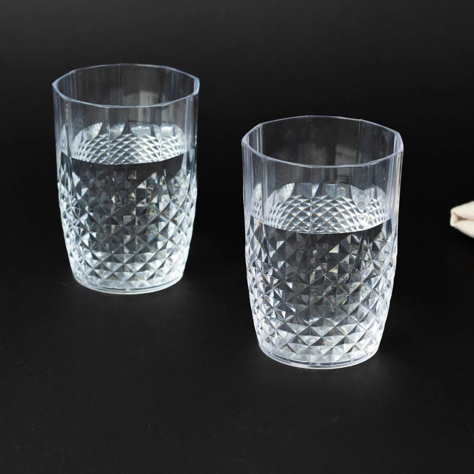 6 pcs 16 oz Crystal Cut Plastic Drinking Glasses Tumblers Disposable Tableware | eBay
