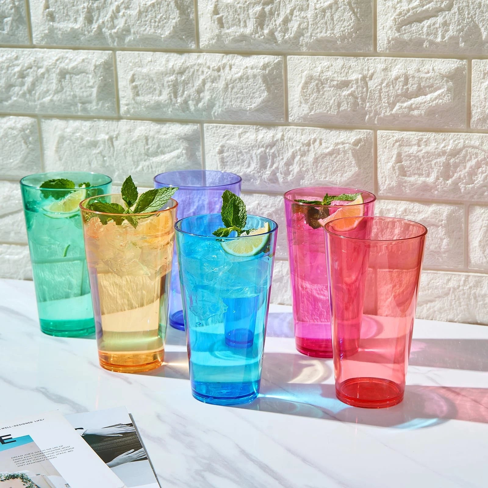 Plastic Reusable Drinking Glasses (set Of 6) Restaurant Cups Style 20 Oz Acrylic | eBay