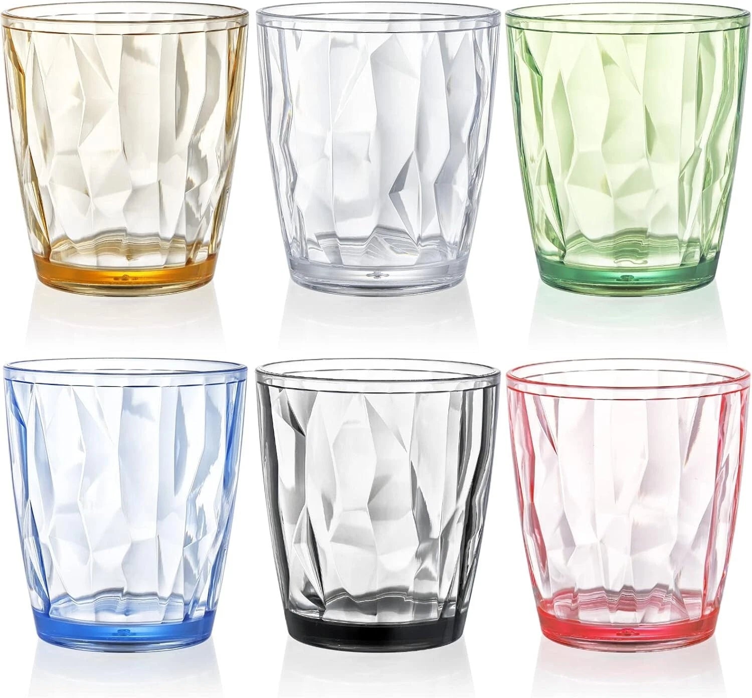 Set of 6 BPA Free Plastic Drinking Glasses Stackable Tumblers for Cold Drinks | eBay