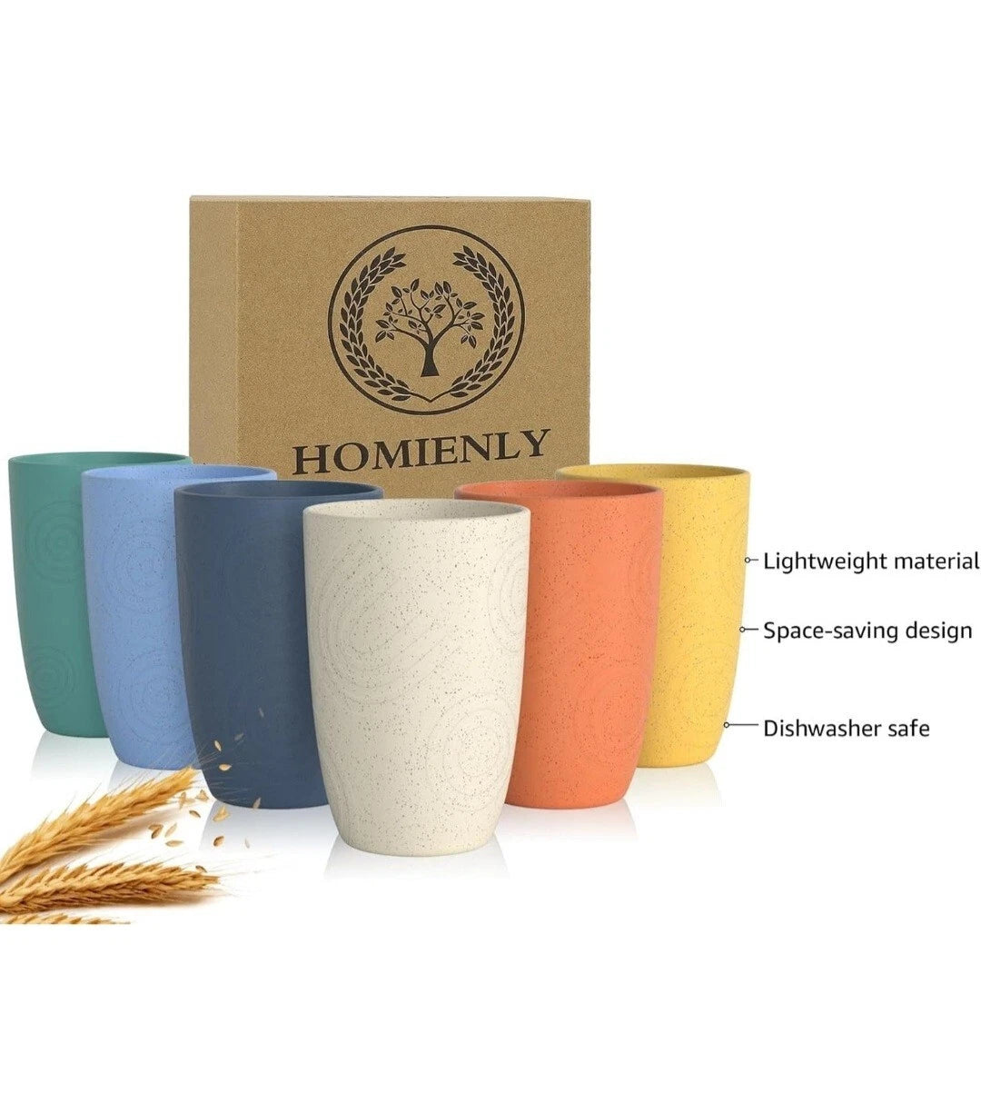 Drinking Glasses Premium Wheat Straw Unbreakable Cups – Set of 6 Alternative to | eBay