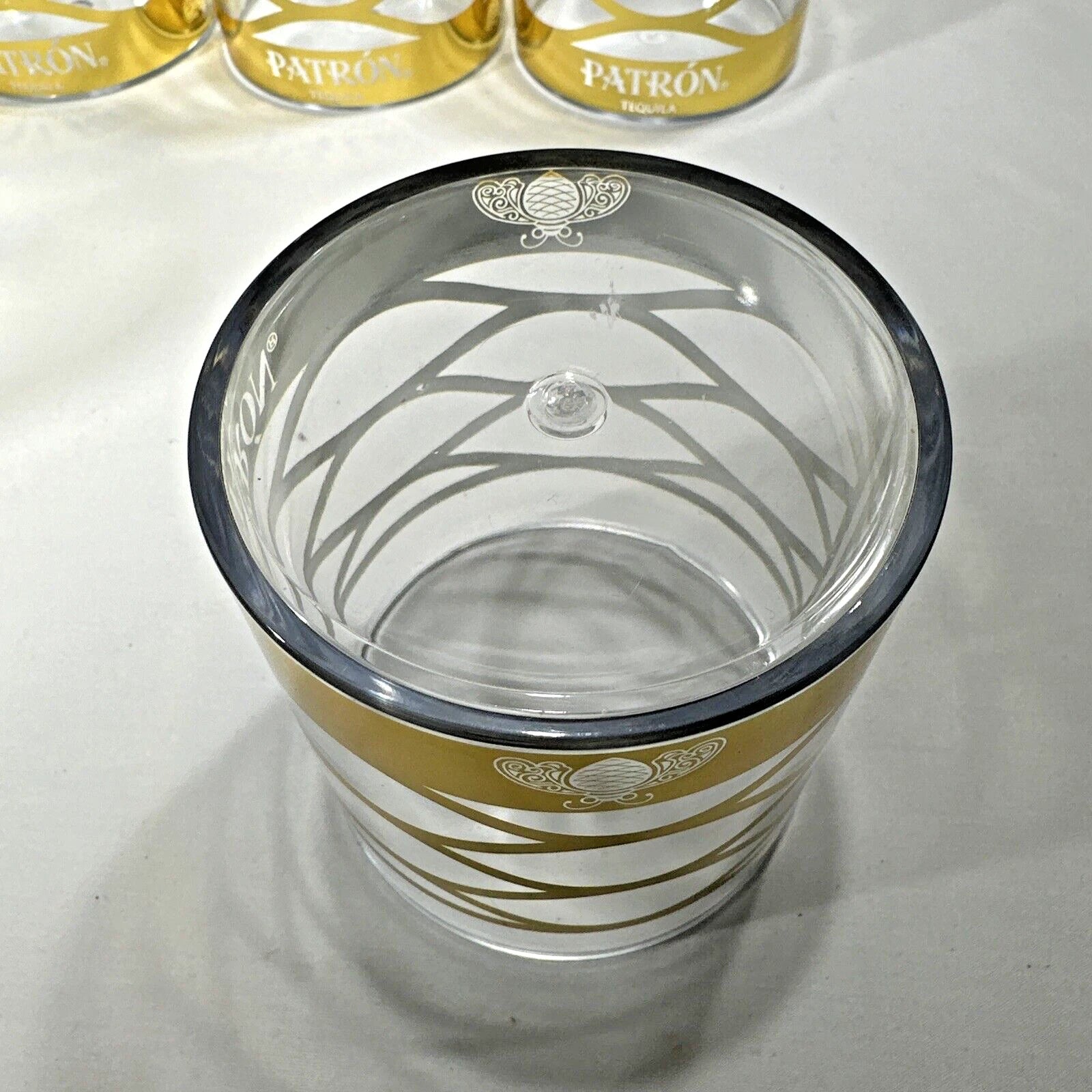 Set Of 6 Plastic Lowball Glasses - Patron Tequila Gold Trimmed | eBay