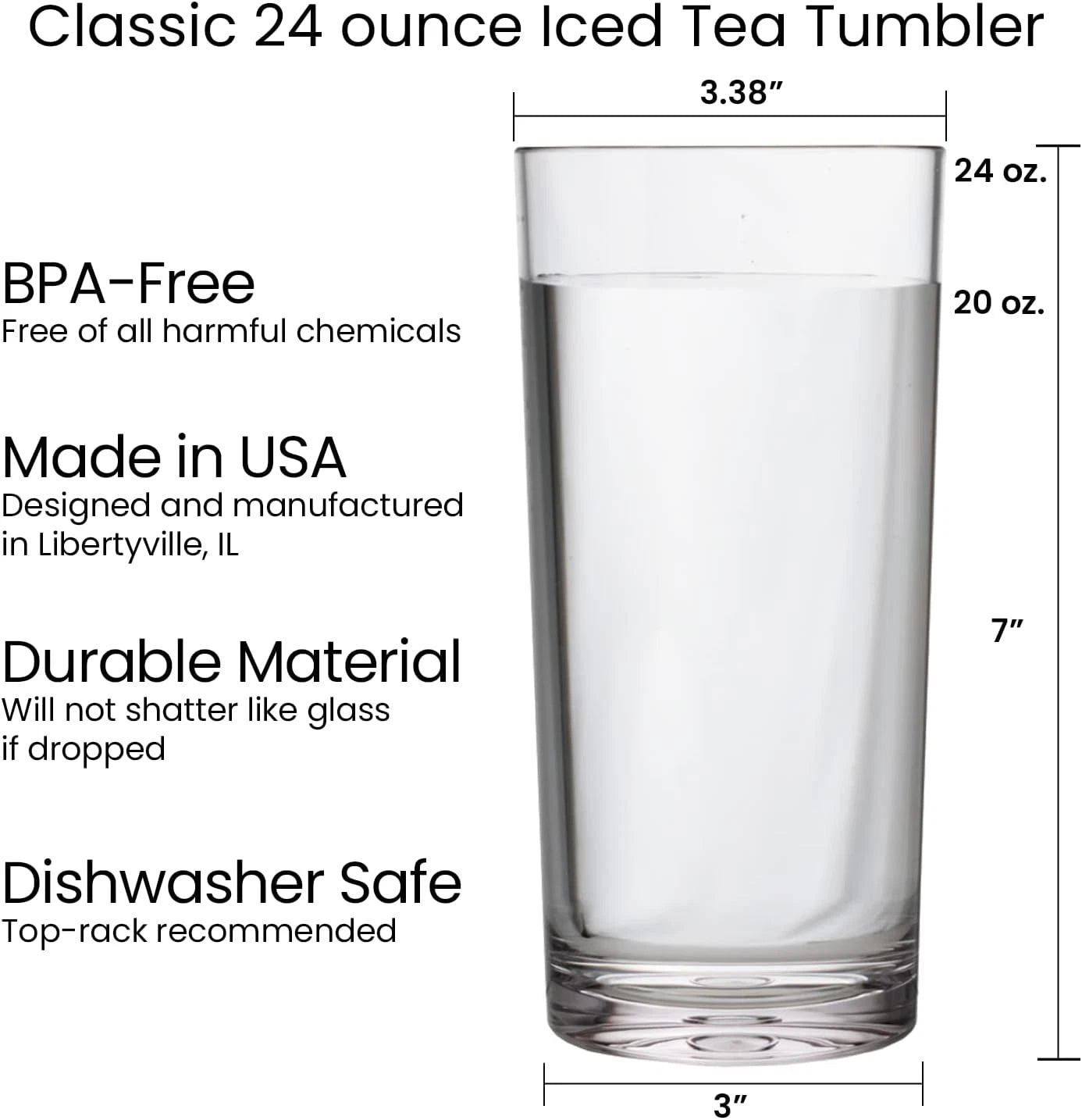 Classic Clear Plastic Reusable Drinking Glasses (Set of 6) 24Oz Iced-Tea Cups | | eBay