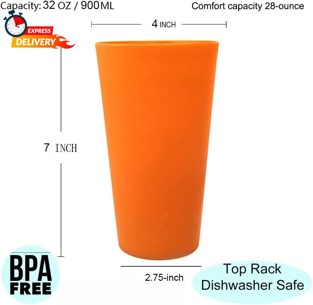 KX-WARE 32-Ounce Plastic Tumblers Large Drinking Glasses, Set of 6 Multicolor | eBay