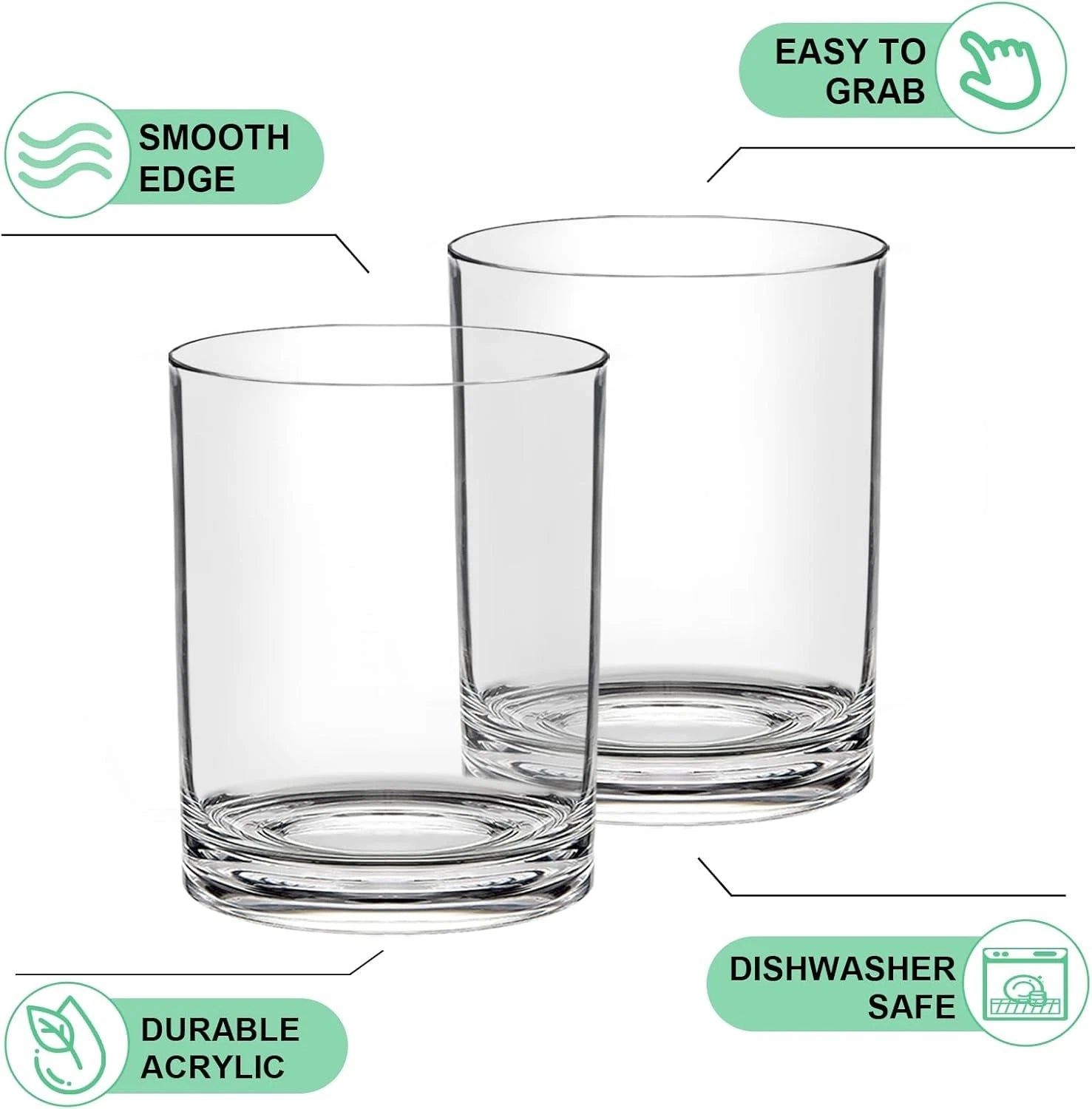 12oz Plastic Drinking Glasses Set of 6, Reusable 6 Count (Pack 1), Clear | eBay