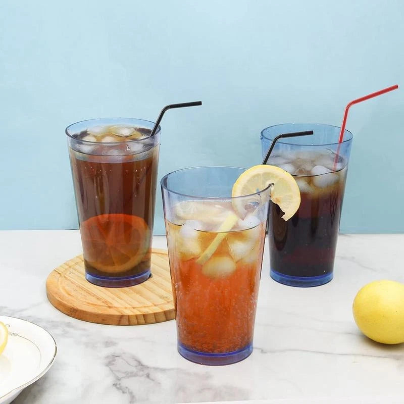 Set of 6 Plastic Drinking Glasses Cups Shatterproof Tumblers 16 Ounces Blue New | eBay
