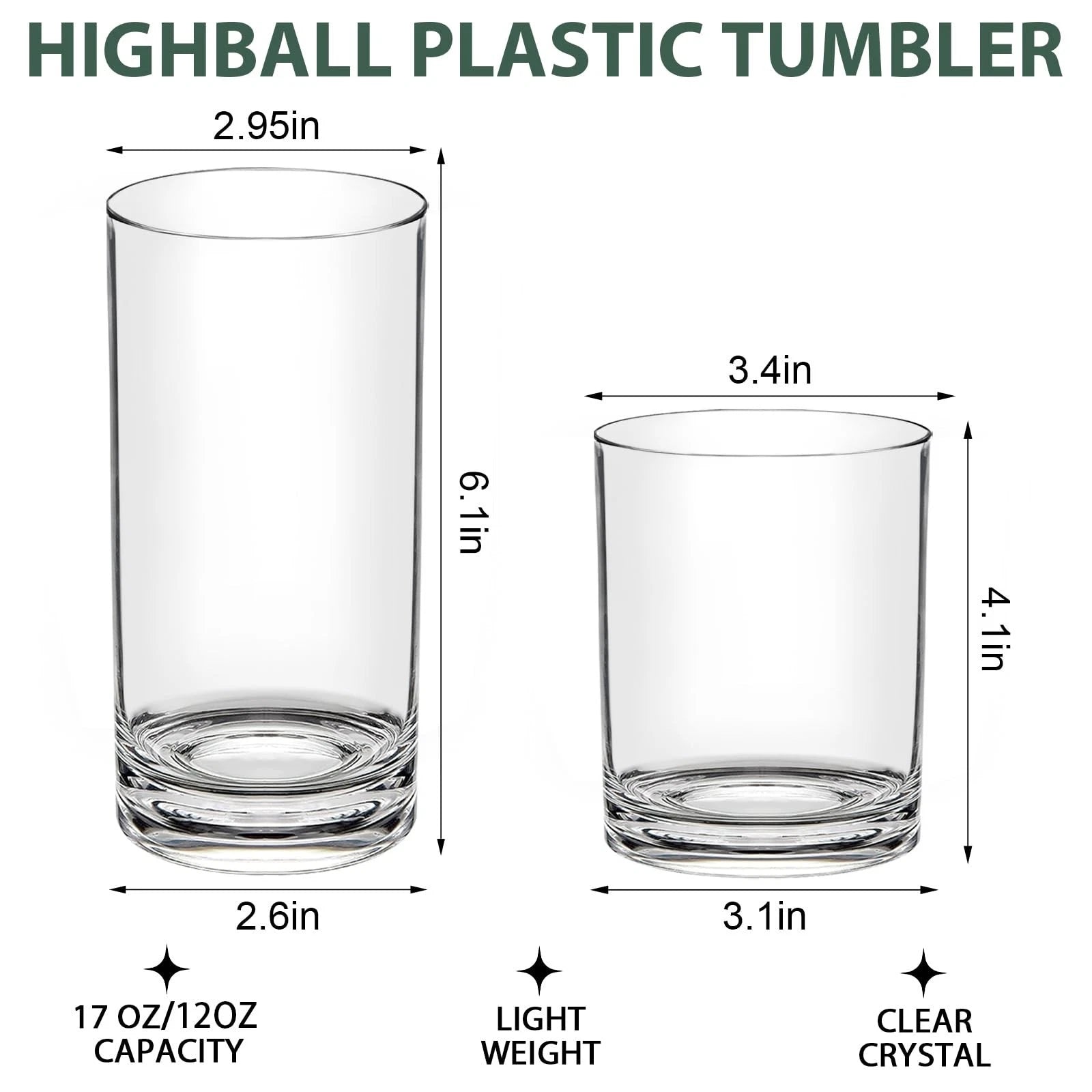 Plastic Cups Reusable Plastic Drinking Glasses Set of 12 - Unbreakable Plasti... | eBay