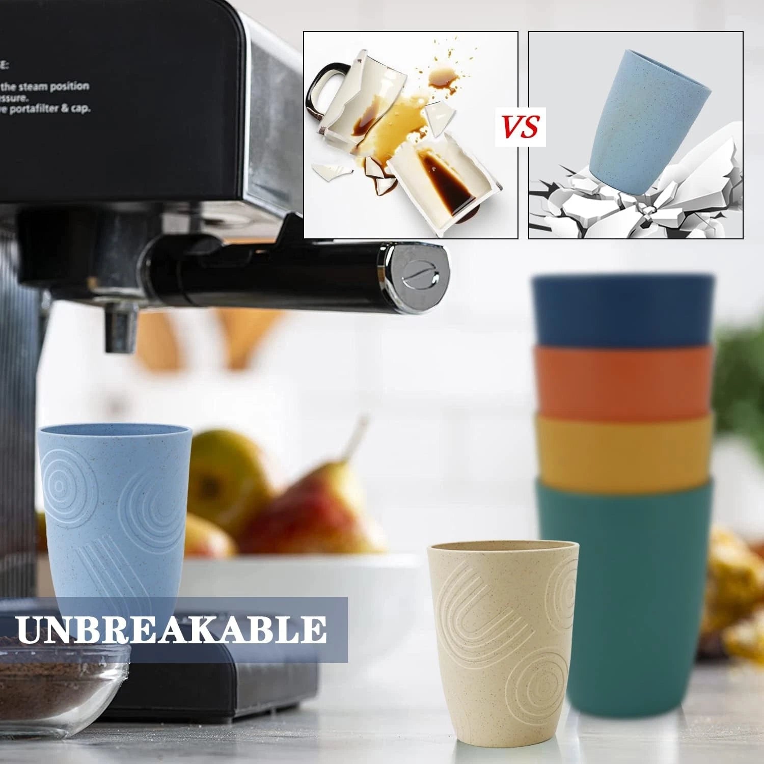 Homienly Drinking Glasses Premium Wheat Straw Unbreakable Cups - Set of 6 Altern | eBay