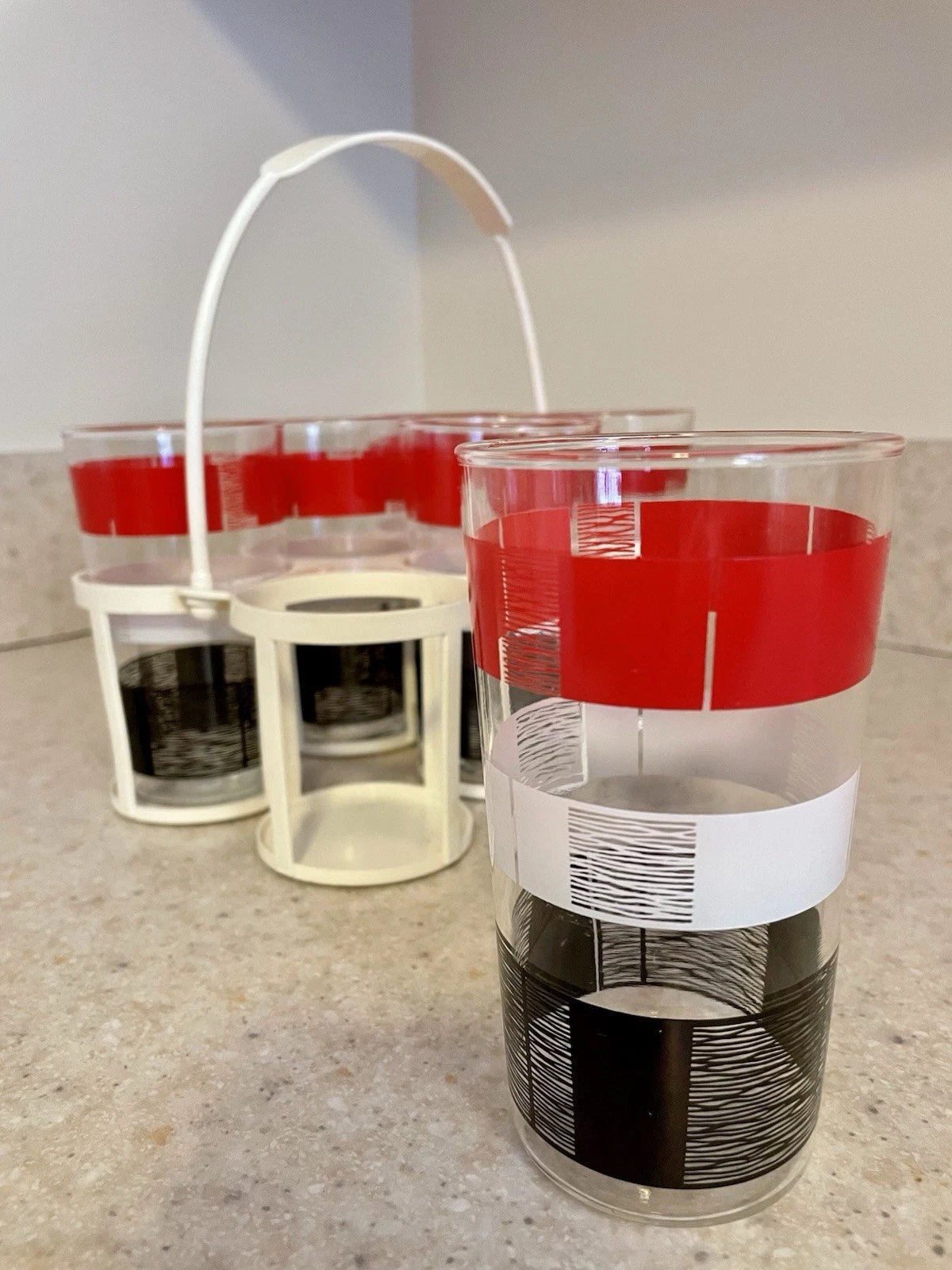 MCM 1950’s Drink Ware Tumblers with Plastic Carrier Set Of 6 MINT!!! | eBay