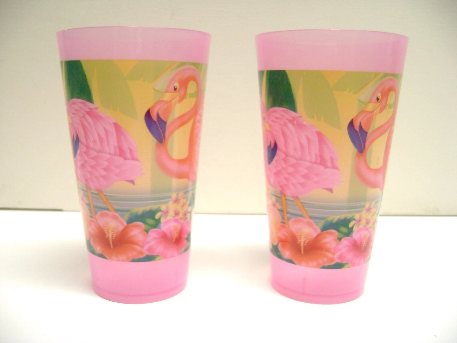 6" Tall PINK FLAMINGO Plastic Drinking Cups/Glasses Set of 2 | eBay