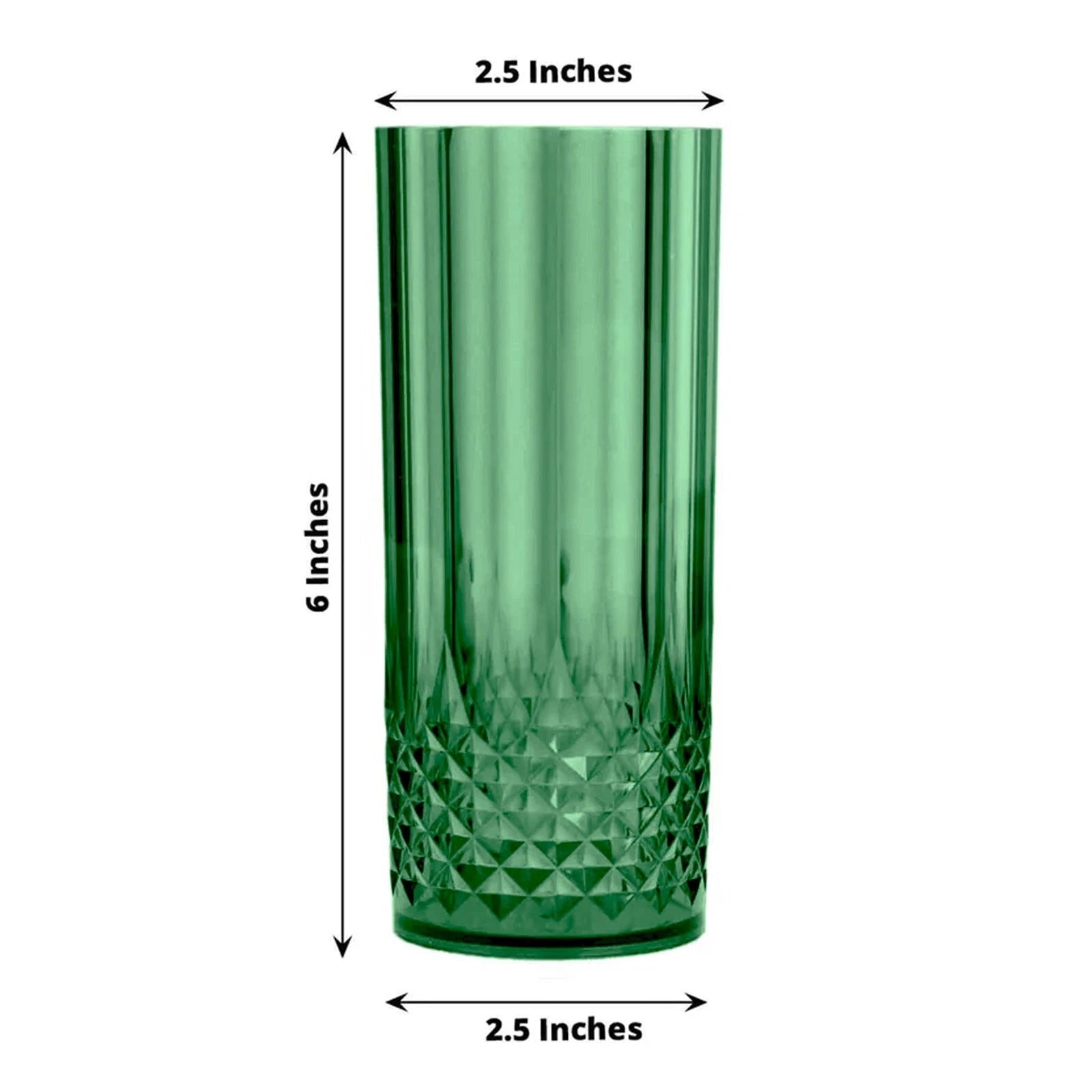 6 Hunter Green 14 oz Crystal Plastic Drinking Glasses Party Events Tableware | eBay