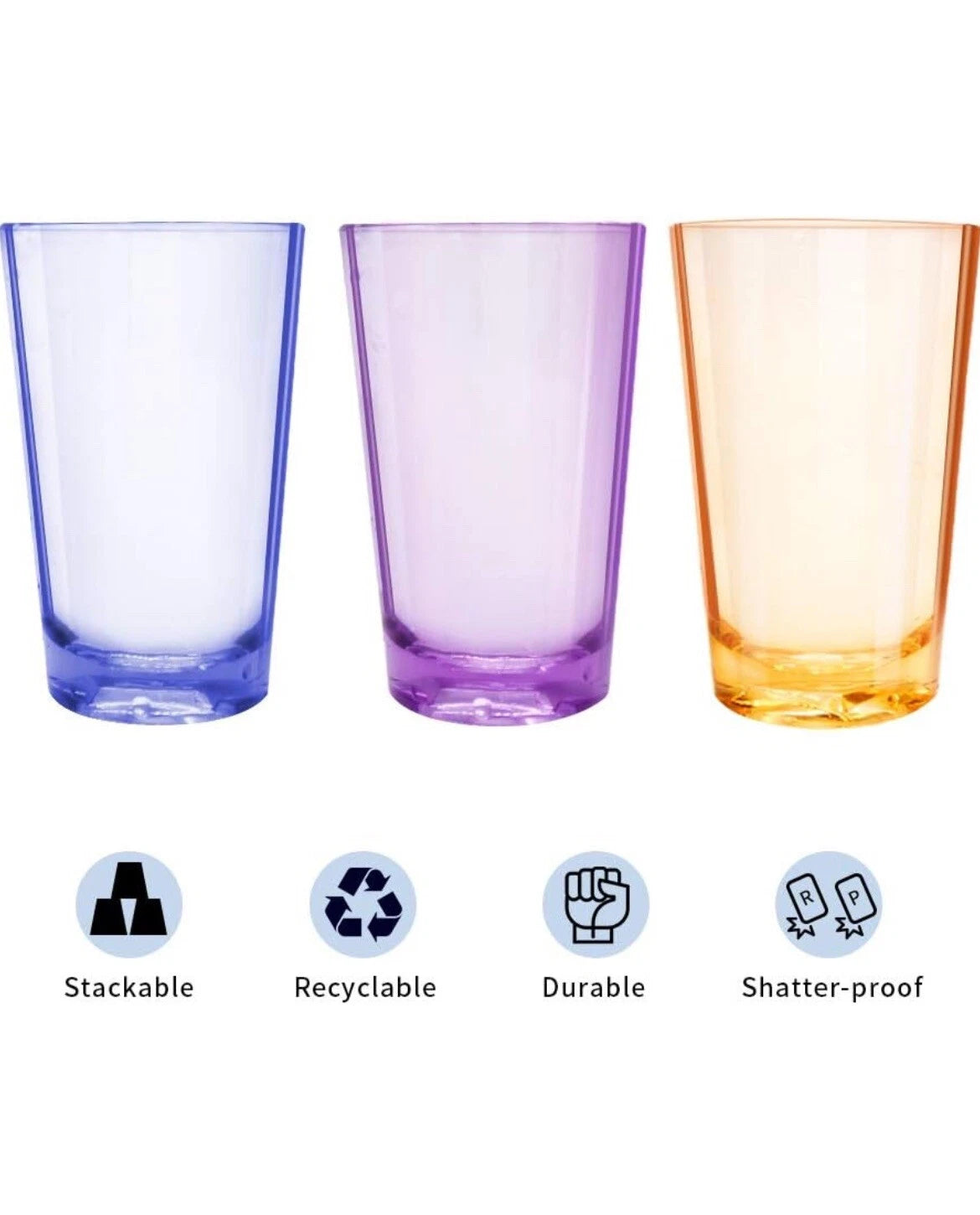 EgieMr Unbreakable Plastic 5 ounce Drinking Glasses Set Of 6, 3 Colors | eBay