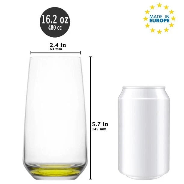 Lav Drinking Glasses Set of 6, Colorful Base Glass Tumblers, 16.25 Oz (480 cc) | eBay