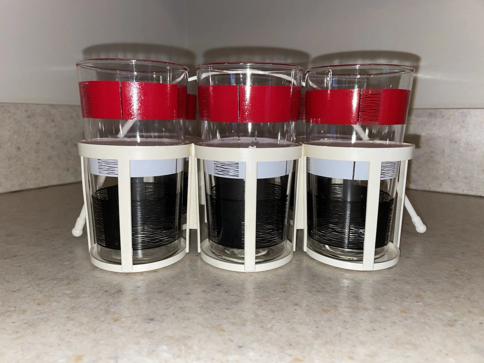 MCM 1950’s Drink Ware Tumblers with Plastic Carrier Set Of 6 MINT!!! | eBay