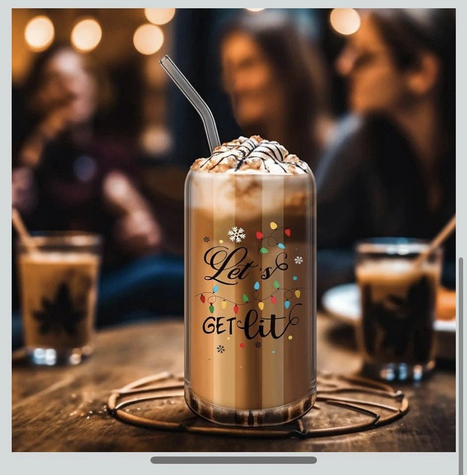 6 Pcs Drinking Glasses with Bamboo Lids and Glass Straw - 16 Oz Can Shaped Glass | eBay