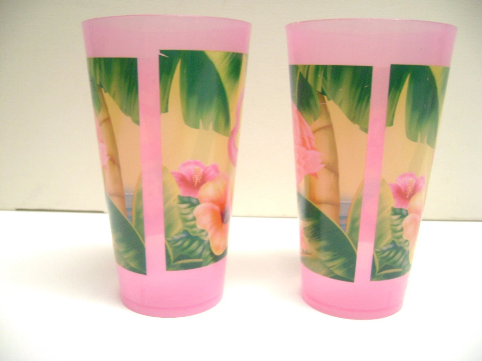 6" Tall PINK FLAMINGO Plastic Drinking Cups/Glasses Set of 2 | eBay