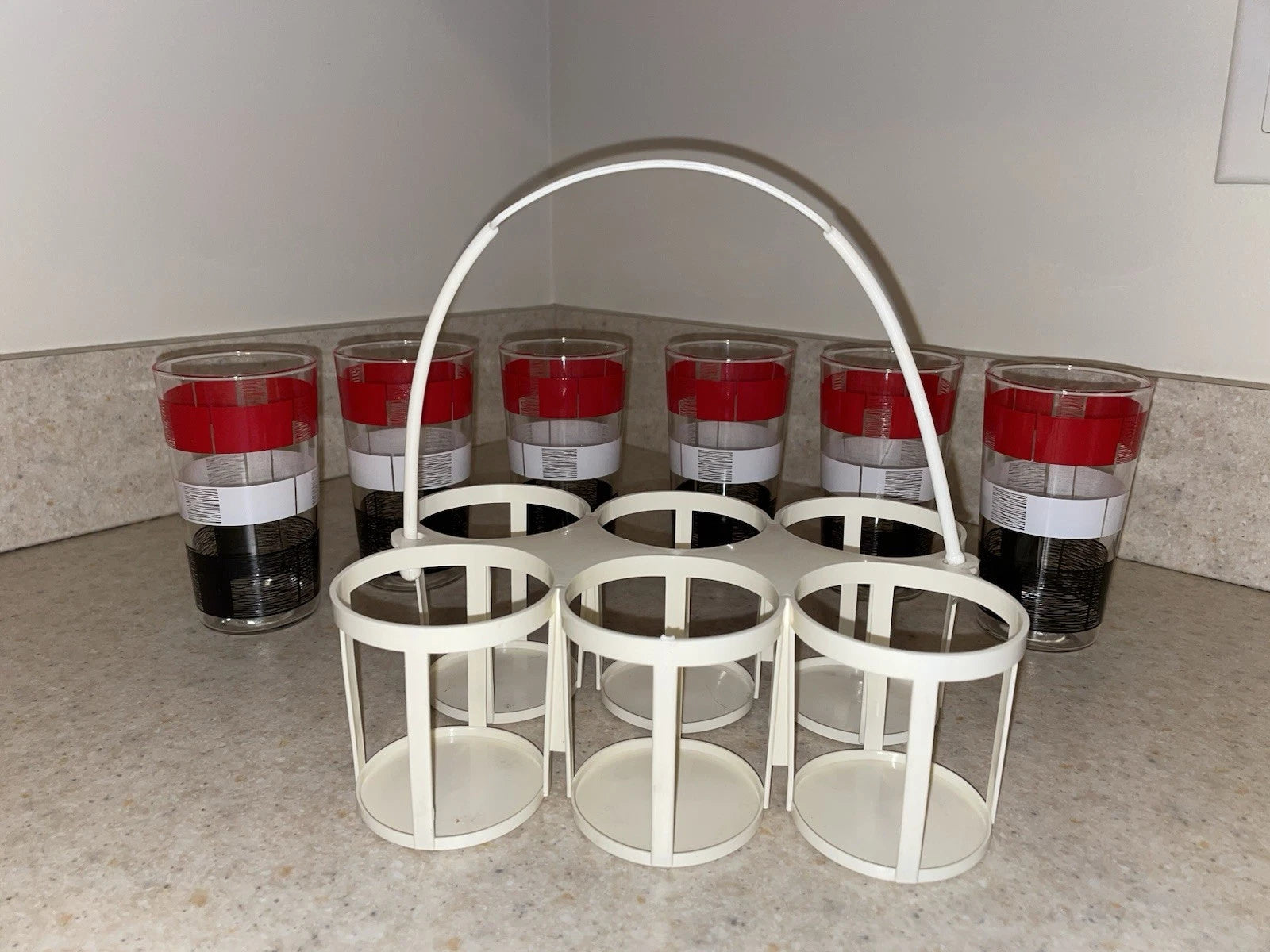 MCM 1950’s Drink Ware Tumblers with Plastic Carrier Set Of 6 MINT!!! | eBay