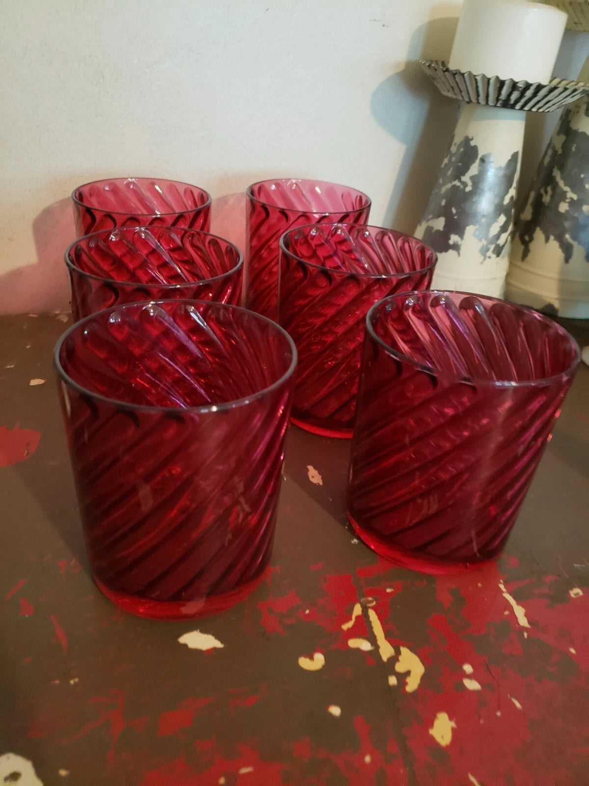 HJ Stotter Faux Glass, Plastic Drinking Glasses, Set Of 6.Reddish-purple. EUC | eBay