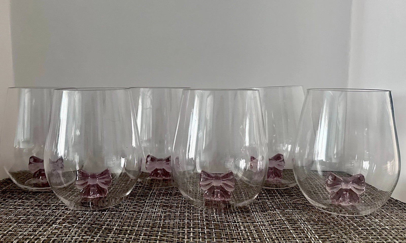 PINK BOW TIE GIRLY Set of 6 ACRYLIC STEMLESS WINE GLASS 3D PARTY DRINKING CUP | eBay
