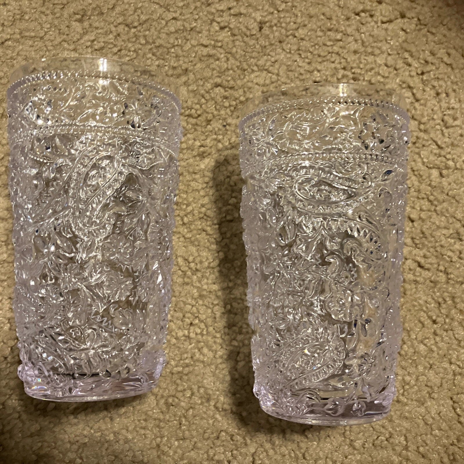 BRAND NEW CLEAR Paisley Acrylic Plastic Glasses Drinking Set of 4 Hi Ball (17oz) | eBay