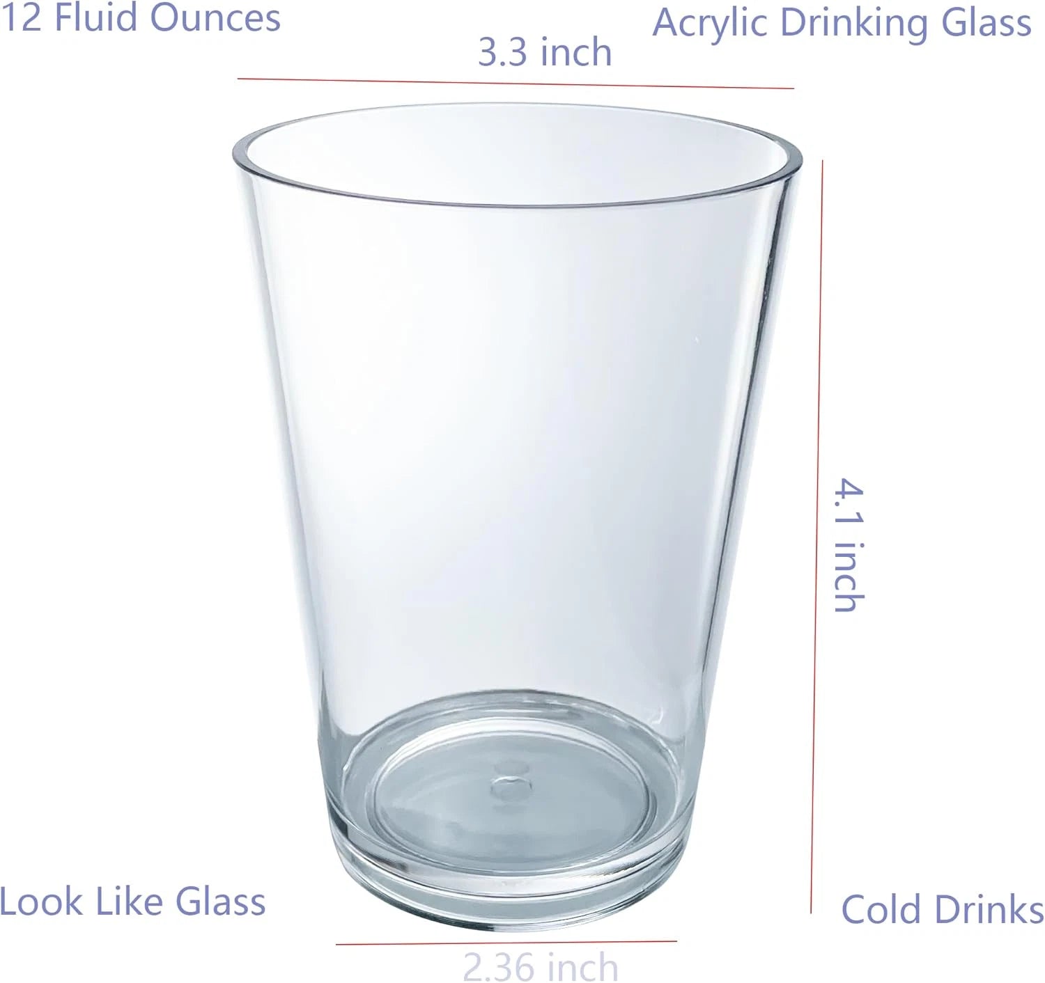 Classic Clear Plastic Drinking Glasses 12 Oz, Unbreakable Drinking Cups Set of 6 | eBay