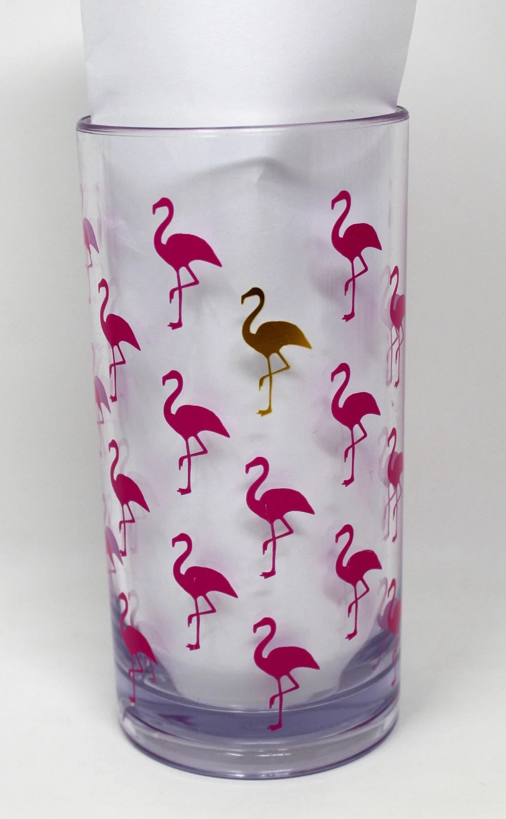 Set of 6 Pink Flamingo Tall Clear Acrylic Drinking Glasses Iced Tea High Ball | eBay