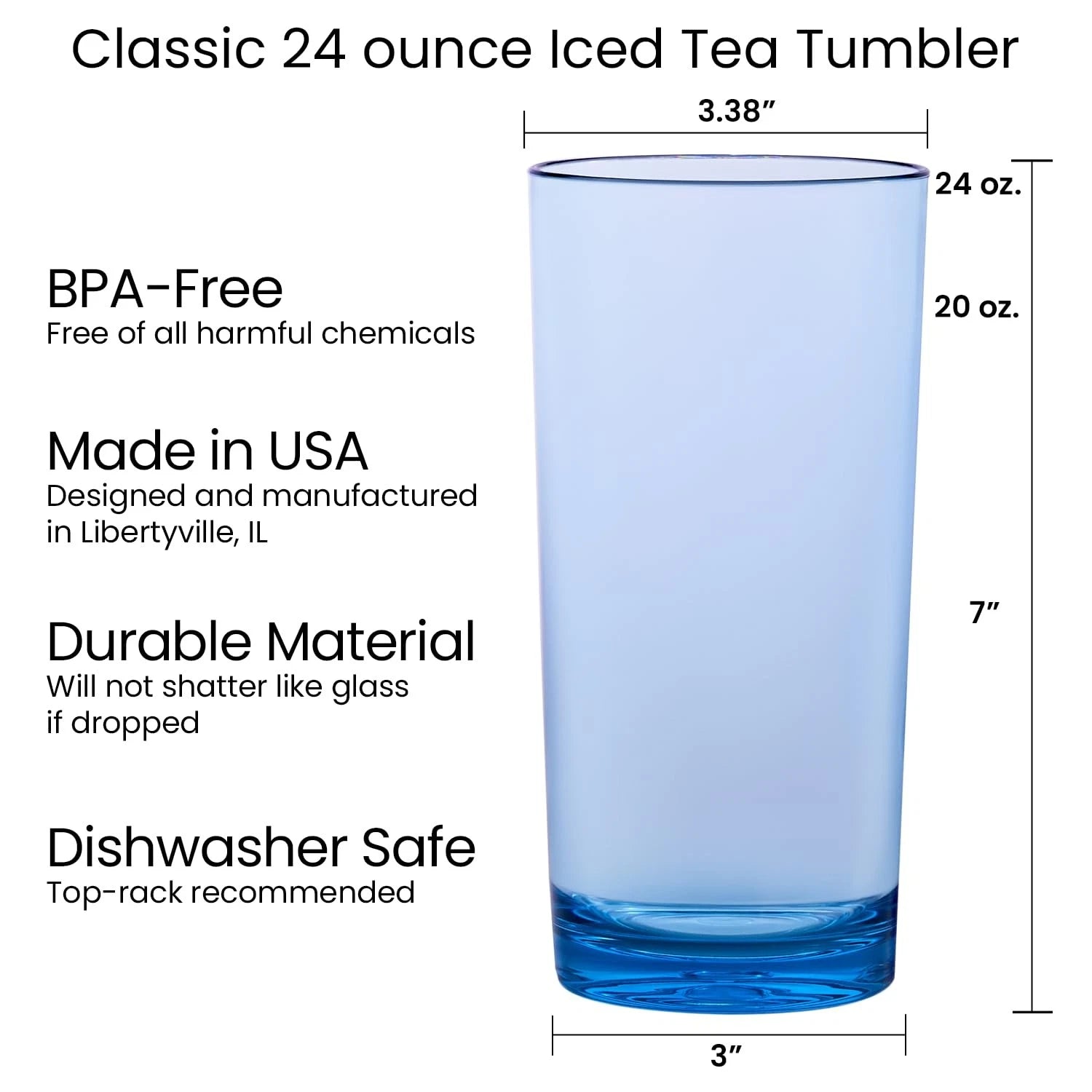 Reusable 24oz Plastic Drinking Glasses Set of 6 | BPA-Free, Dishwasher Safe | eBay