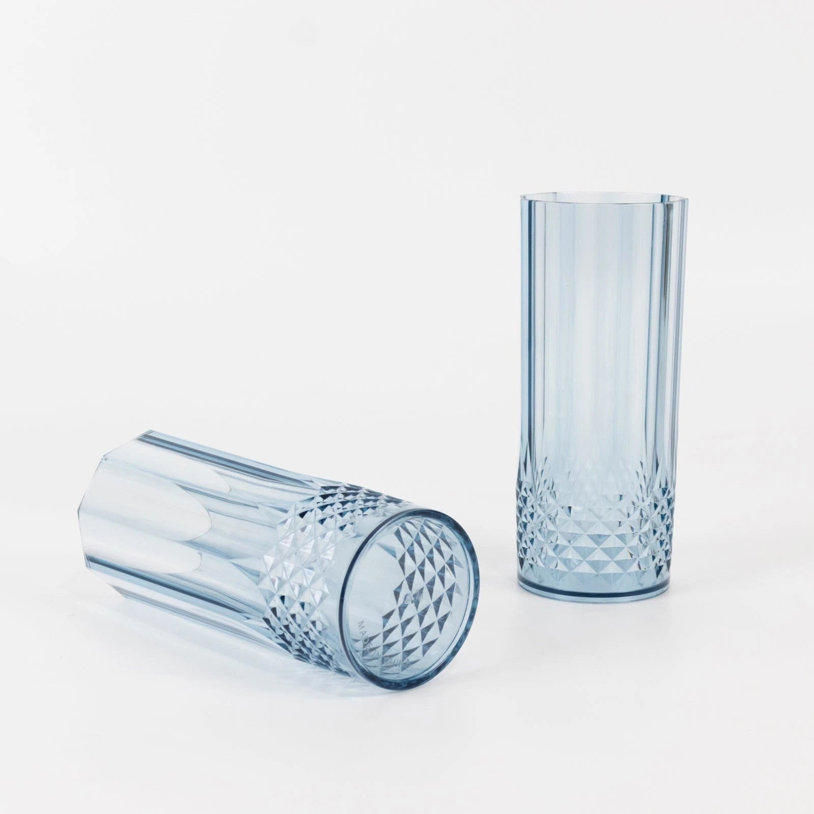 6 Dusty Blue 14 oz Crystal Plastic Drinking Glasses Party Events Tableware | eBay