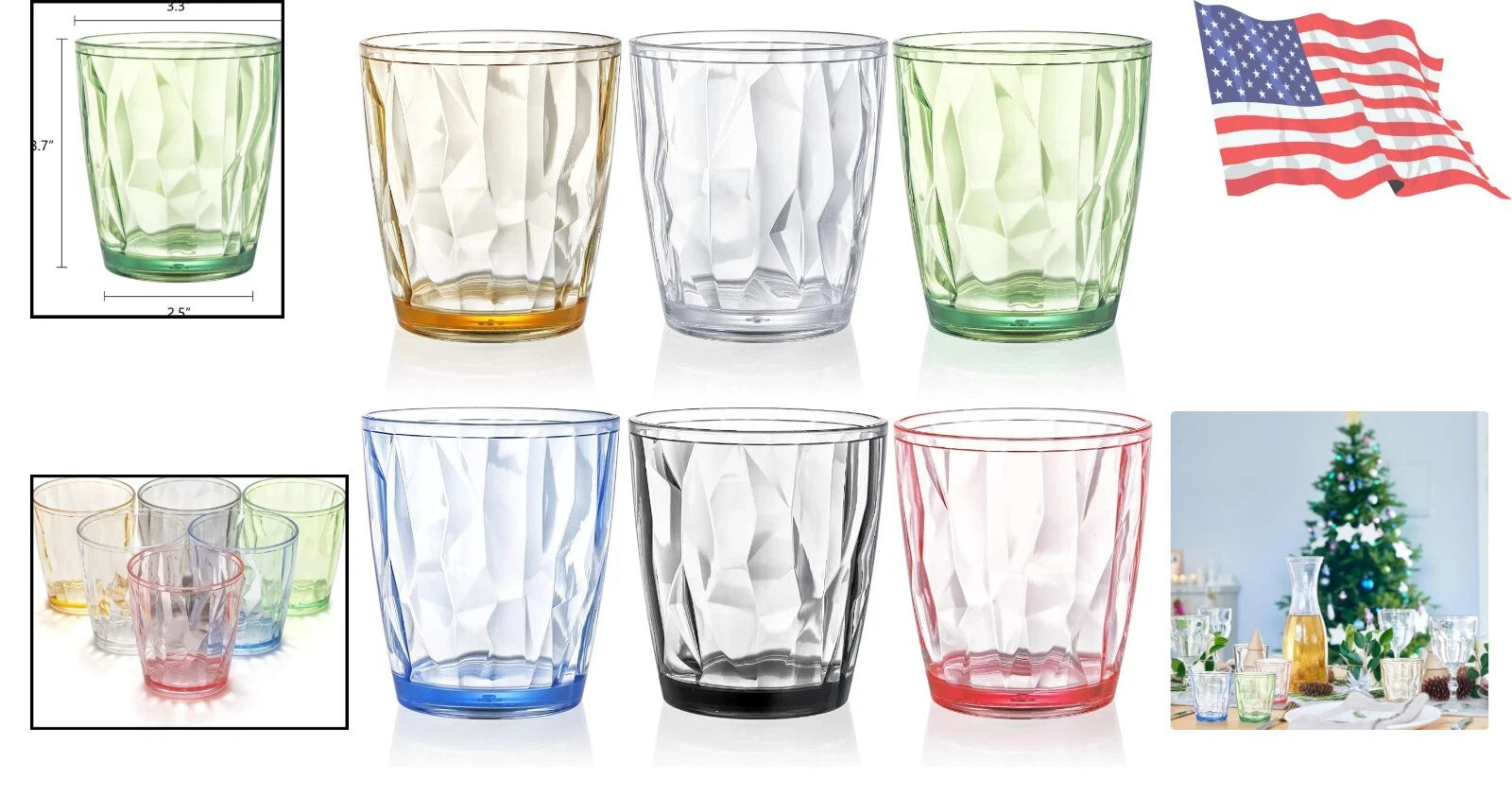 Set of 6 BPA Free Plastic Drinking Glasses Stackable Tumblers for Cold Drinks | eBay