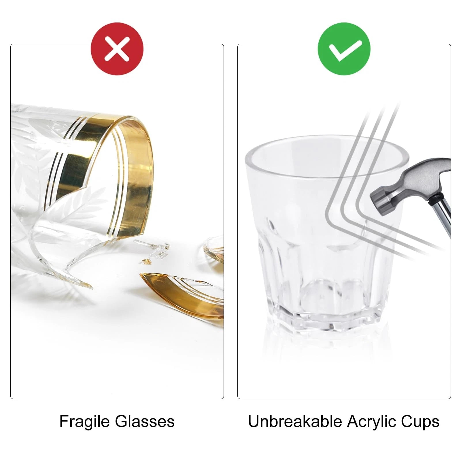 Plastic Drinking Glasses Set of 6, Unbreakable Water Tumbler, Acrylic Plastic... | eBay