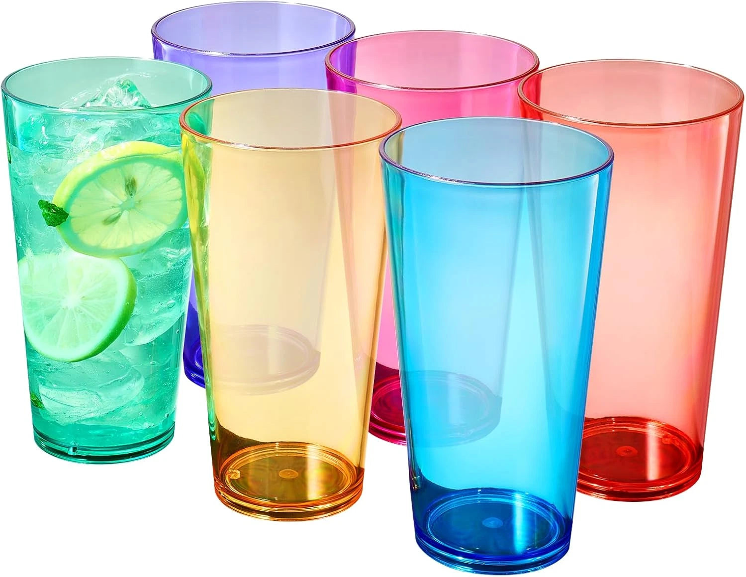 Classic Plastic Reusable Drinking Glasses (Set of 6) Restaurant Cups Style 20 Oz | eBay